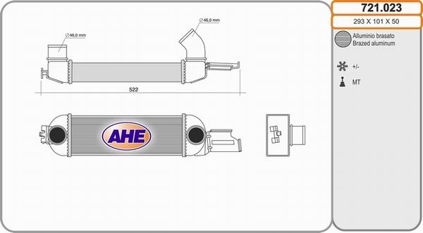 AHE 721.023 - Интеркулер, теплообменник турбины autospares.lv