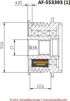 AINDE AF553393 - Шкив генератора, муфта autospares.lv