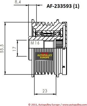 AINDE AF233593 - Шкив генератора, муфта autospares.lv