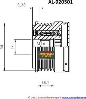 AINDE AL920501 - Шкив генератора, муфта autospares.lv