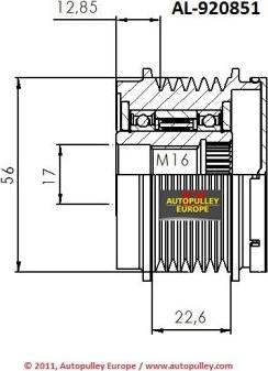 AINDE AL920851 - Шкив генератора, муфта autospares.lv