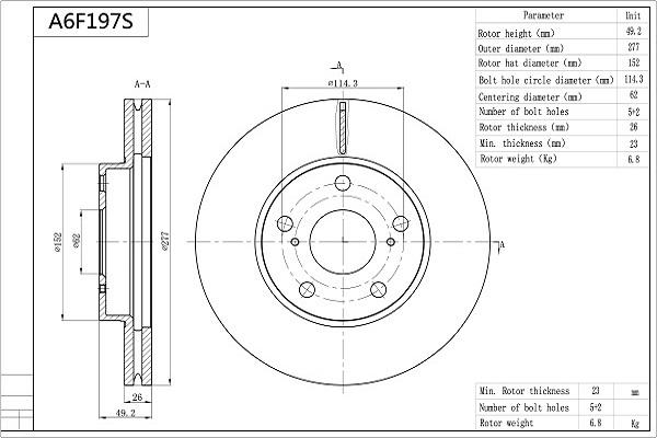 Aisin A6F197S - Тормозной диск autospares.lv