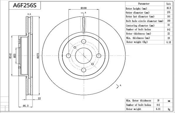 Aisin A6F256S - Тормозной диск autospares.lv