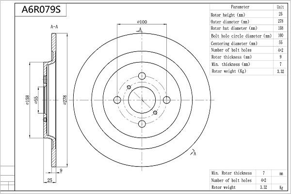 Aisin A6R079S - Тормозной диск autospares.lv