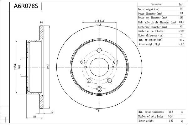 Aisin A6R078S - Тормозной диск autospares.lv