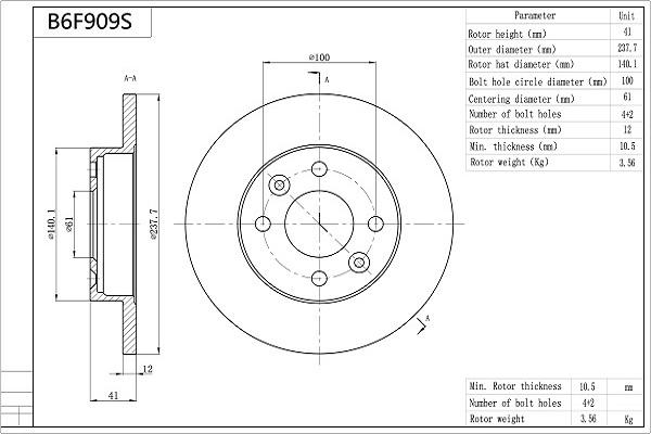 Aisin B6F909S - Тормозной диск autospares.lv