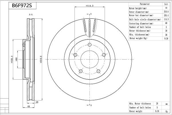 Aisin B6F927S - Тормозной диск autospares.lv