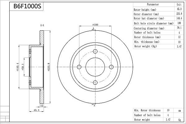 Aisin B6F1000S - Тормозной диск autospares.lv