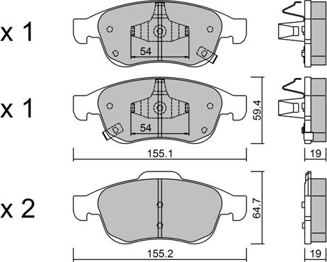 AISIN BPFI-1043 - Тормозные колодки, дисковые, комплект autospares.lv