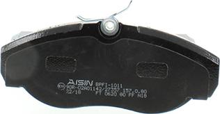 AISIN BPFI-1011 - Тормозные колодки, дисковые, комплект autospares.lv