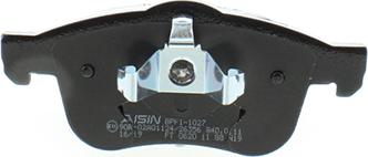 AISIN BPFI-1027 - Тормозные колодки, дисковые, комплект autospares.lv