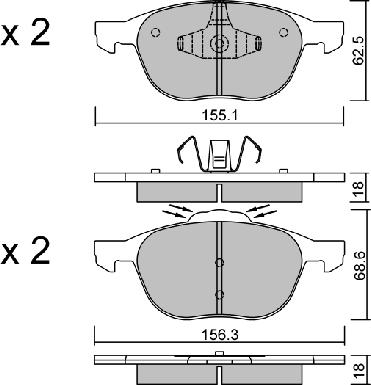 Aisin BPFO-1016 - Тормозные колодки, дисковые, комплект autospares.lv