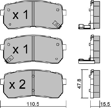 Aisin BPHY-2007 - Тормозные колодки, дисковые, комплект autospares.lv