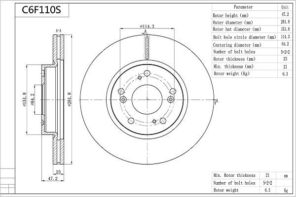 Aisin C6F110S - Тормозной диск autospares.lv