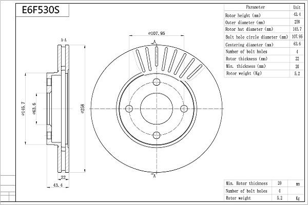 Aisin E6F530S - Тормозной диск autospares.lv