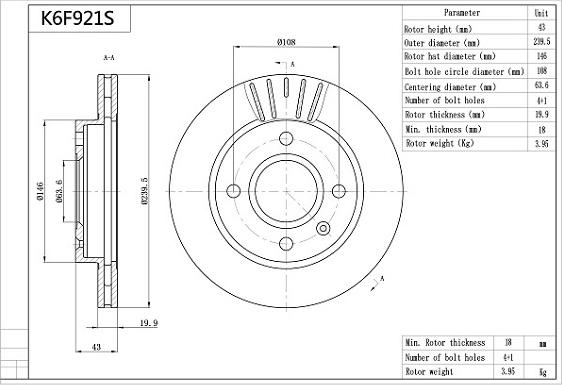 Aisin K6F921S - Тормозной диск autospares.lv