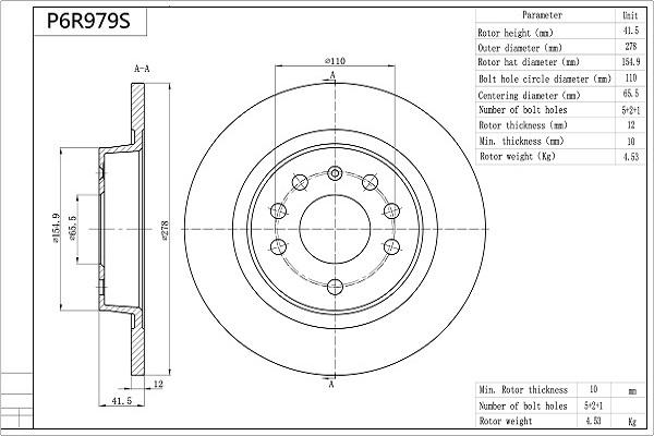 Aisin P6R979S - Тормозной диск autospares.lv