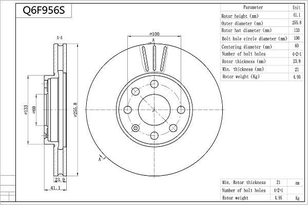 Aisin Q6F956S - Тормозной диск autospares.lv