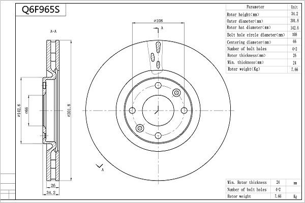 Aisin Q6F965S - Тормозной диск autospares.lv
