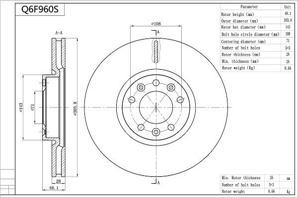 Aisin Q6F960S - Тормозной диск autospares.lv