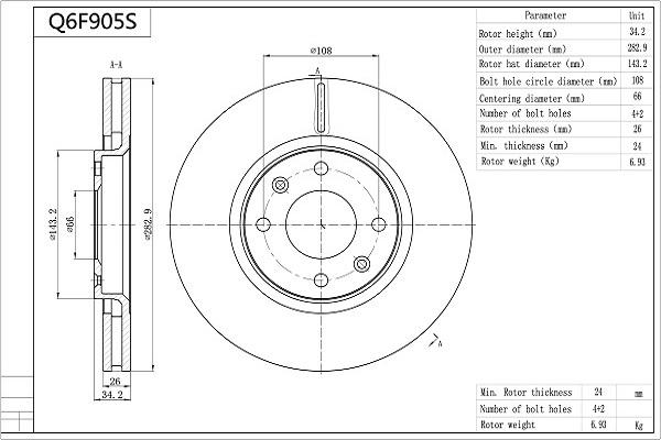 Aisin Q6F905S - Тормозной диск autospares.lv