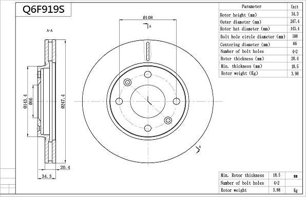 Aisin Q6F919S - Тормозной диск autospares.lv