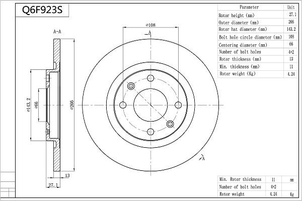 Aisin Q6F923S - Тормозной диск autospares.lv