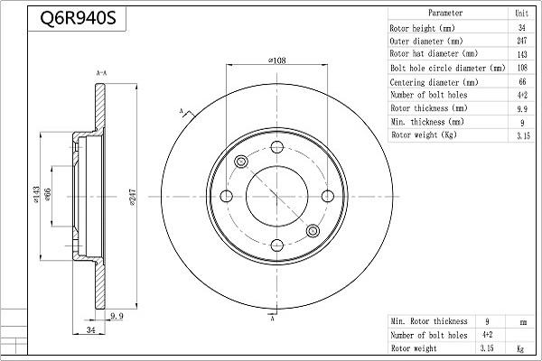 Aisin Q6R940S - Тормозной диск autospares.lv