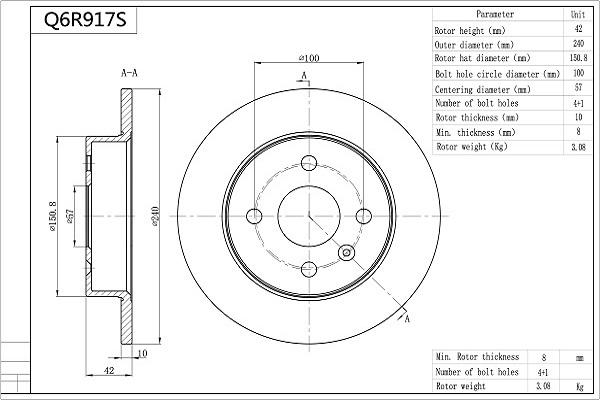 Aisin Q6R917S - Тормозной диск autospares.lv