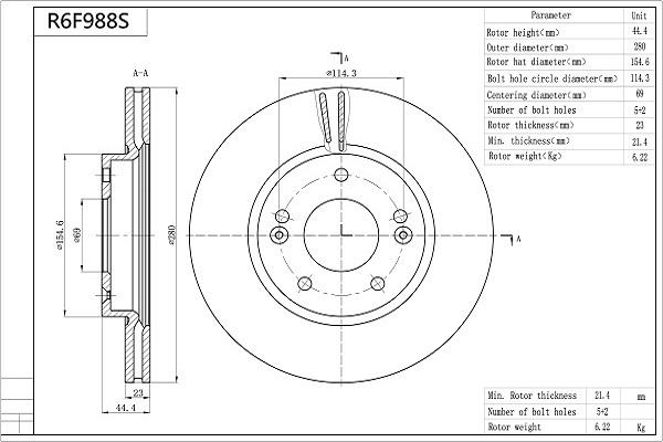 Aisin R6F988S - Тормозной диск autospares.lv