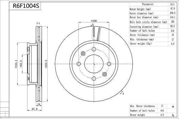 Aisin R6F1004S - Тормозной диск autospares.lv