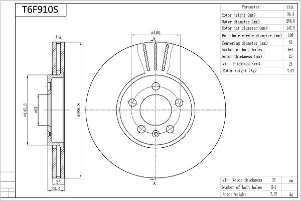 Aisin T6F910S - Тормозной диск autospares.lv