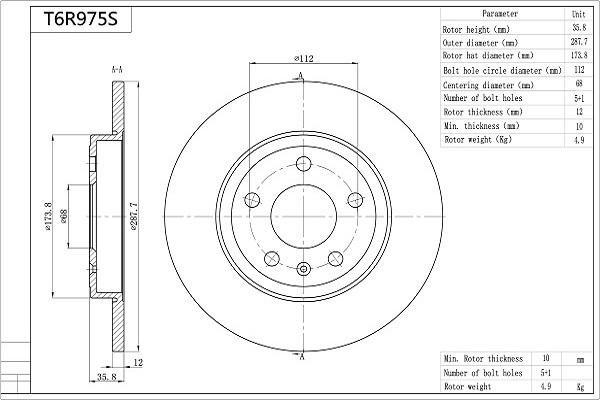 Aisin T6R975S - Тормозной диск autospares.lv