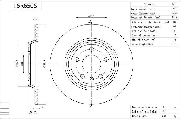 AISIN T6R650S - Тормозной диск autospares.lv