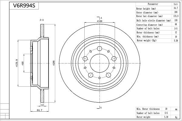 Aisin V6R994S - Тормозной диск autospares.lv