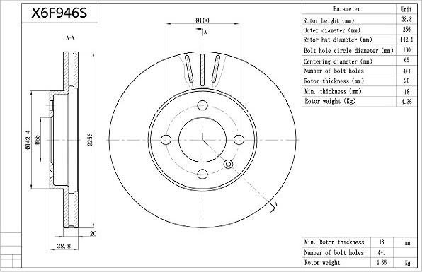 Aisin X6F946S - Тормозной диск autospares.lv