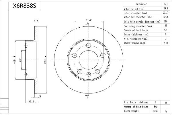 Aisin X6R838S - Тормозной диск autospares.lv