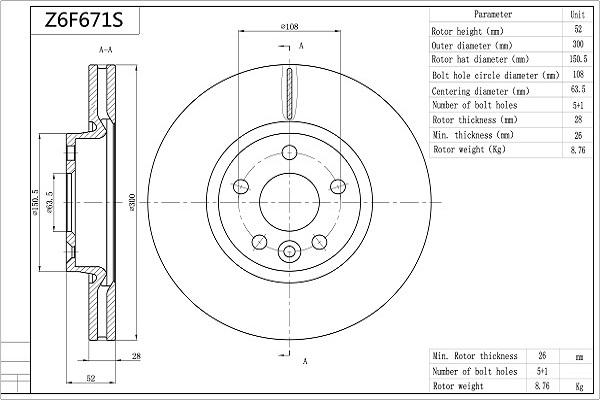 Aisin Z6F671S - Тормозной диск autospares.lv