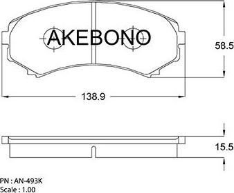 Akebono AN-493K - Тормозные колодки, дисковые, комплект autospares.lv