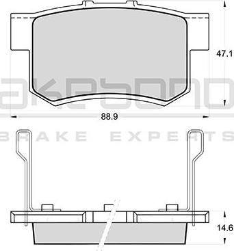 Akebono AN-492WK - Тормозные колодки, дисковые, комплект autospares.lv