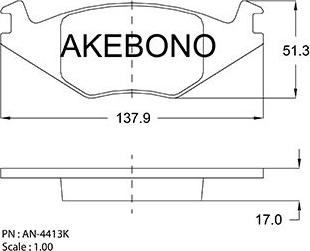 Akebono AN-4413KE - Тормозные колодки, дисковые, комплект autospares.lv