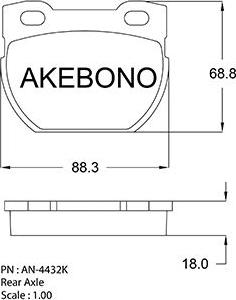 Akebono AN-4432KE - Тормозные колодки, дисковые, комплект autospares.lv