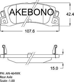 Akebono AN-464WK - Тормозные колодки, дисковые, комплект autospares.lv