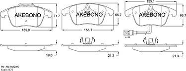 Akebono AN-4682WK - Тормозные колодки, дисковые, комплект autospares.lv