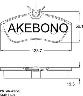 Akebono AN-4095KE - Тормозные колодки, дисковые, комплект autospares.lv