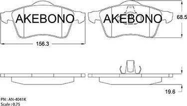 Akebono AN-4041KE - Тормозные колодки, дисковые, комплект autospares.lv