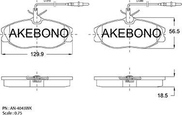 Akebono AN-4043WKE - Тормозные колодки, дисковые, комплект autospares.lv