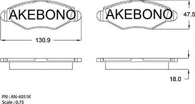 Akebono AN-4051KE - Тормозные колодки, дисковые, комплект autospares.lv