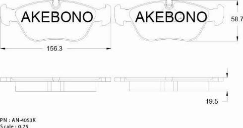 Akebono AN-4053K - Тормозные колодки, дисковые, комплект autospares.lv