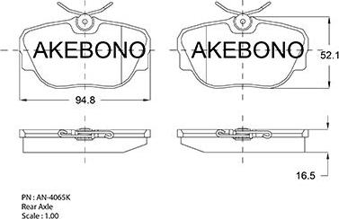 Akebono AN-4065KE - Тормозные колодки, дисковые, комплект autospares.lv